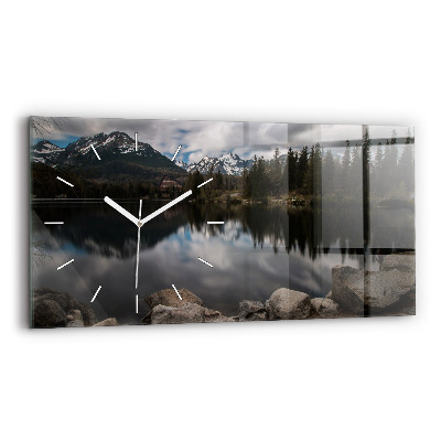 Glass wall clock rectangular High Tatras in Slovakia