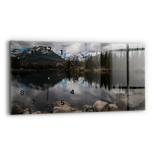 Glass wall clock rectangular High Tatras in Slovakia