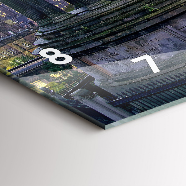 Glass wall clock rectangular Edinburgh from Calton Hill