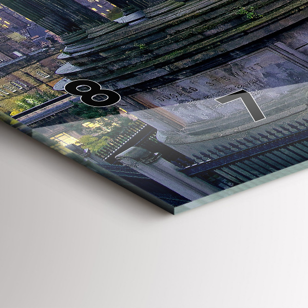 Glass wall clock rectangular Edinburgh from Calton Hill