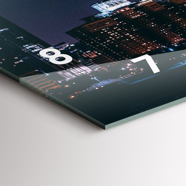 Glass wall clock rectangular Chicago Cityscape