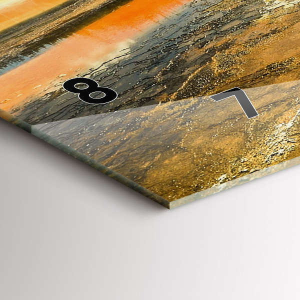 Glass wall clock rectangular Lake with Mountains