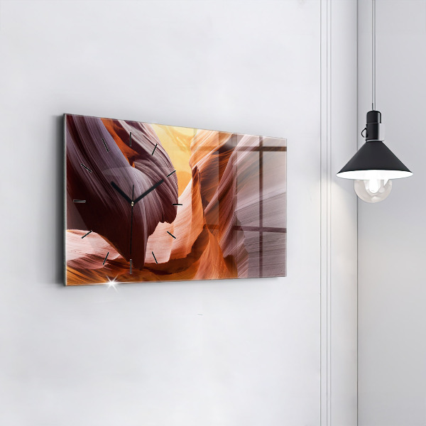 Glass wall clock rectangular Antelope Canyon