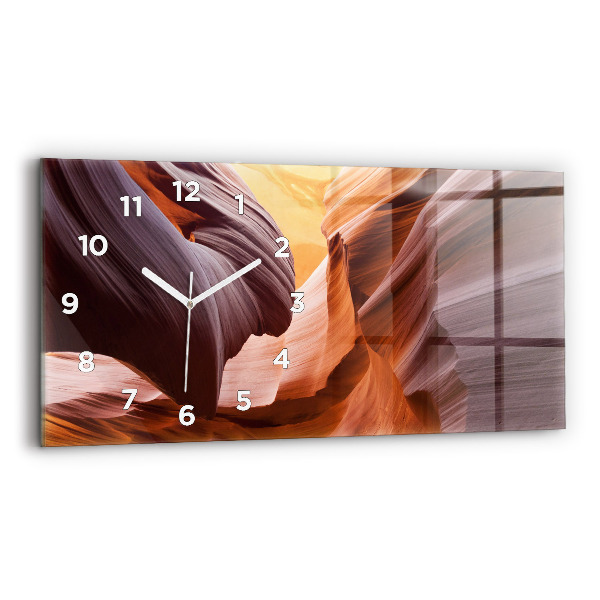Glass wall clock rectangular Antelope Canyon