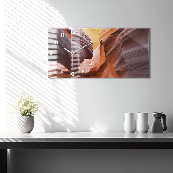 Glass wall clock rectangular Antelope Canyon