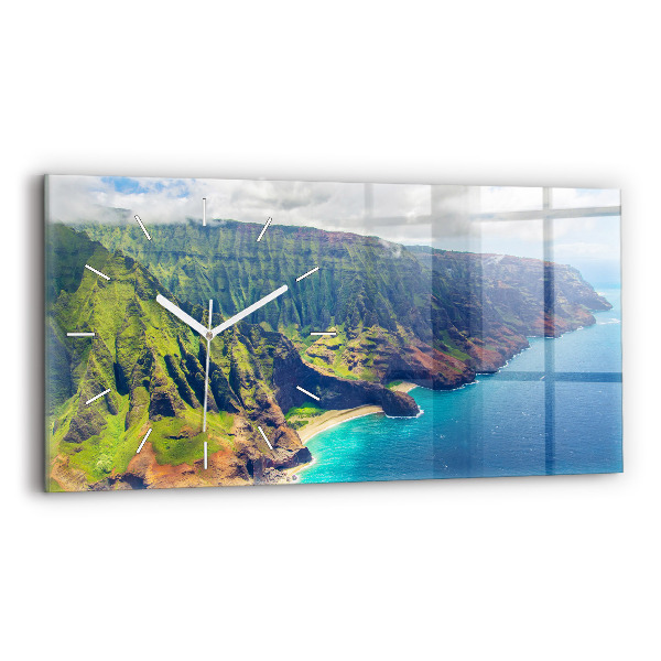 Glass wall clock rectangular The Sea in Hawaii