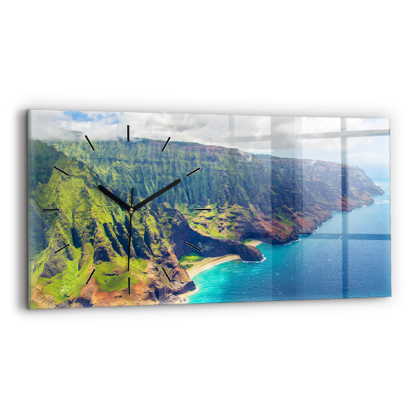 Glass wall clock rectangular The Sea in Hawaii