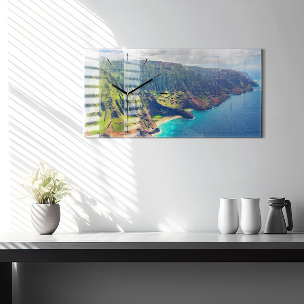 Glass wall clock rectangular The Sea in Hawaii