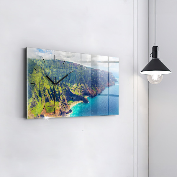 Glass wall clock rectangular The Sea in Hawaii