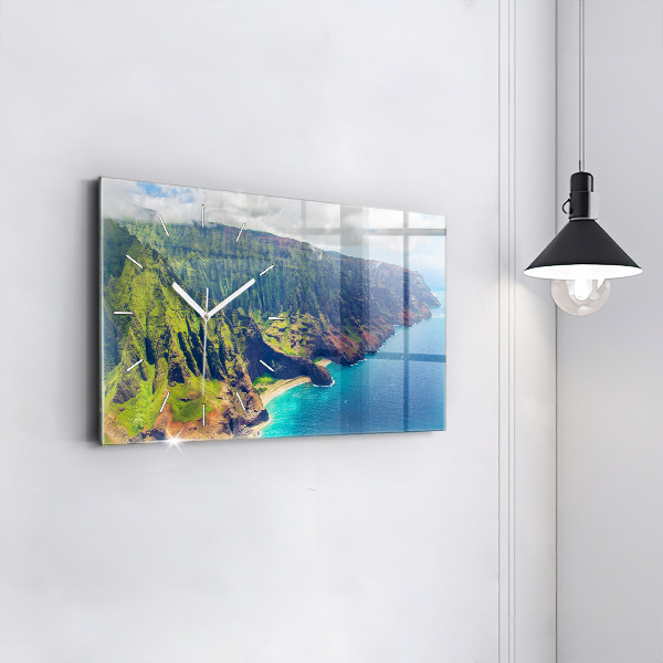 Glass wall clock rectangular The Sea in Hawaii