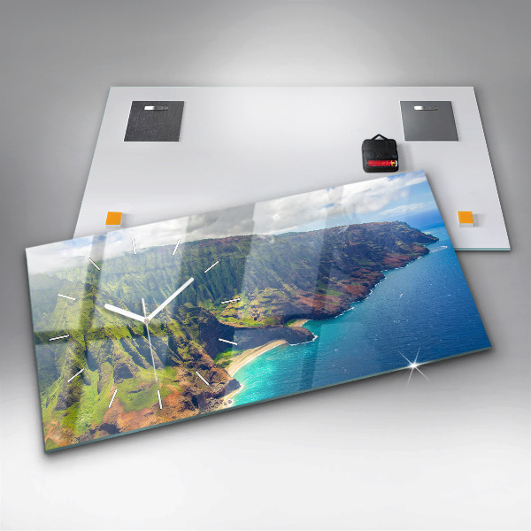 Glass wall clock rectangular The Sea in Hawaii