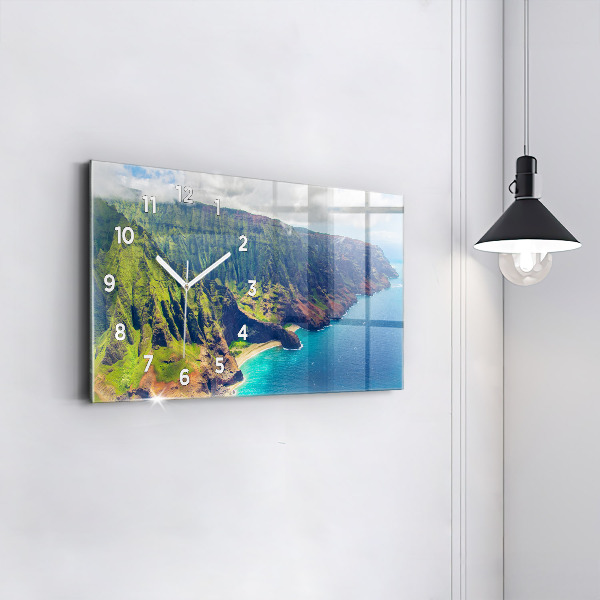 Glass wall clock rectangular The Sea in Hawaii