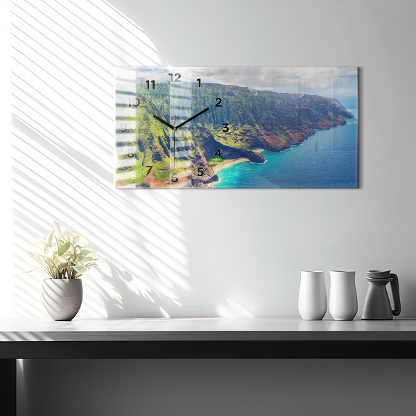Glass wall clock rectangular The Sea in Hawaii