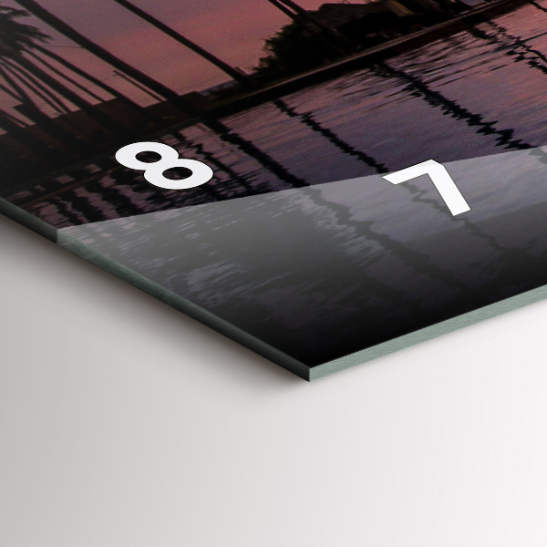 Glass wall clock rectangular Palm trees in Hawaii
