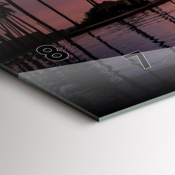 Glass wall clock rectangular Palm trees in Hawaii