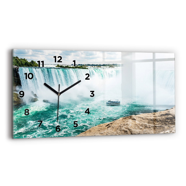 Glass wall clock rectangular Niagara boat