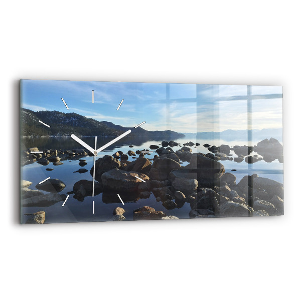 Glass wall clock rectangular Sea view