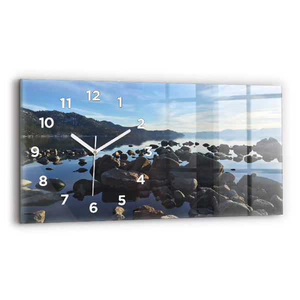 Glass wall clock rectangular Sea view