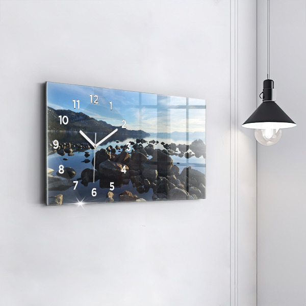 Glass wall clock rectangular Sea view