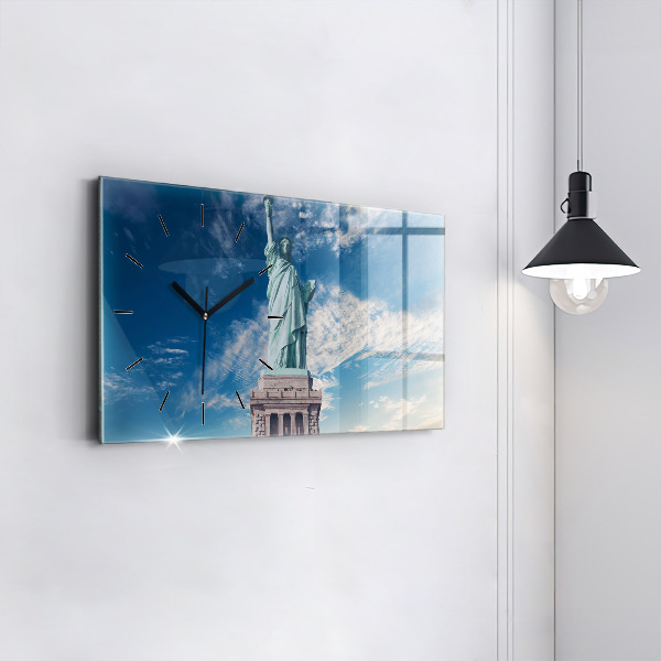 Glass wall clock rectangular Statue of Liberty New York