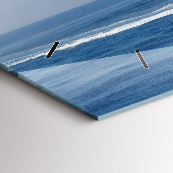 Glass wall clock rectangular A boat floating on the ocean