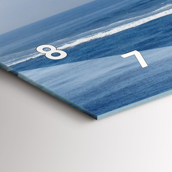 Glass wall clock rectangular A boat floating on the ocean