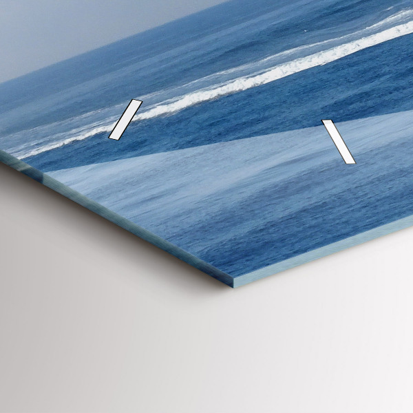 Glass wall clock rectangular A boat floating on the ocean