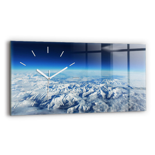 Glass wall clock rectangular Fishing boat in port