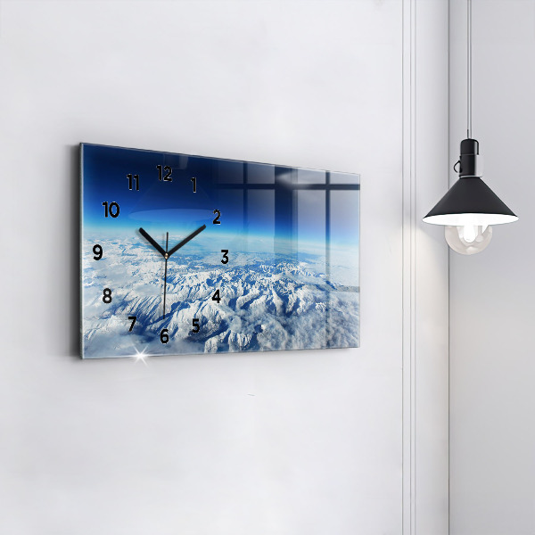 Glass wall clock rectangular Fishing boat in port