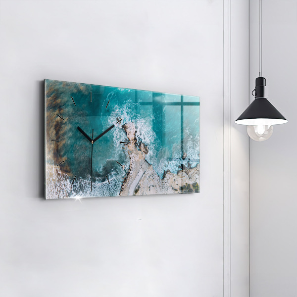 Glass wall clock rectangular Fjords in Costa Blanca