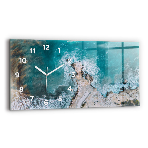 Glass wall clock rectangular Fjords in Costa Blanca