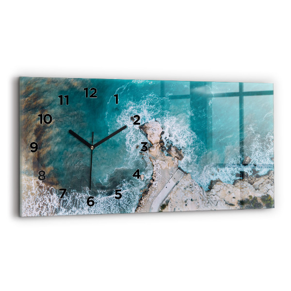Glass wall clock rectangular Fjords in Costa Blanca