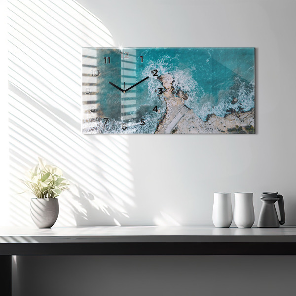 Glass wall clock rectangular Fjords in Costa Blanca