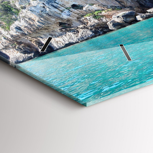 Glass wall clock rectangular Underwater Cave