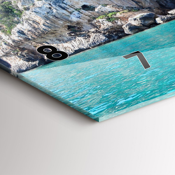 Glass wall clock rectangular Underwater Cave
