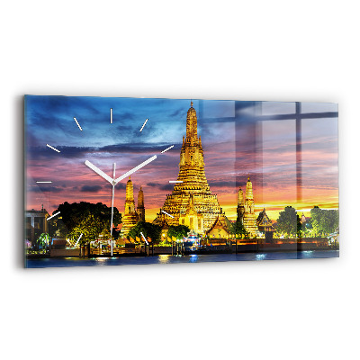 Glass wall clock rectangular Temple in Bangkok
