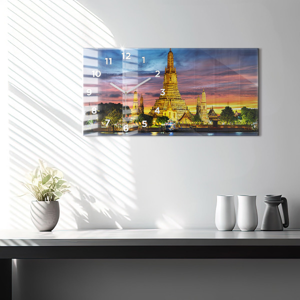 Glass wall clock rectangular Temple in Bangkok