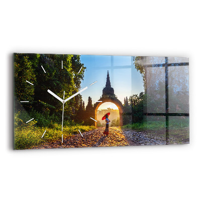 Glass wall clock rectangular Surat Thani Park Thailand