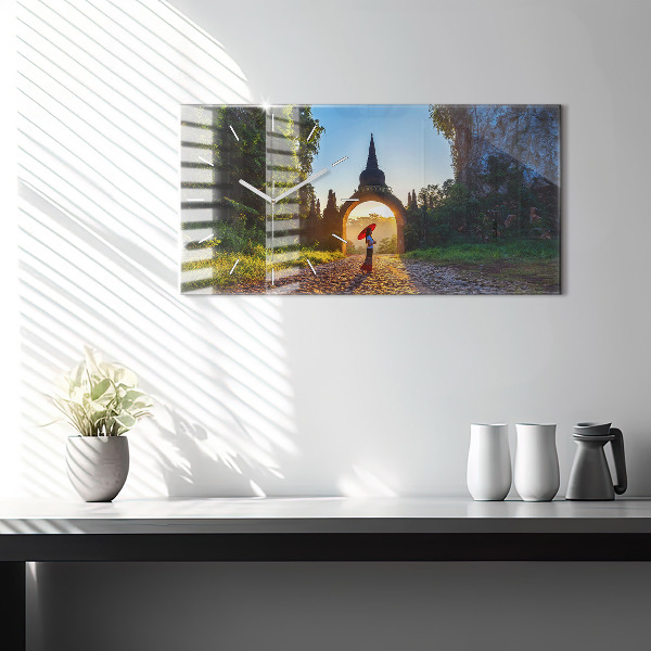 Glass wall clock rectangular Surat Thani Park Thailand
