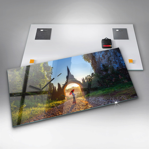 Glass wall clock rectangular Surat Thani Park Thailand