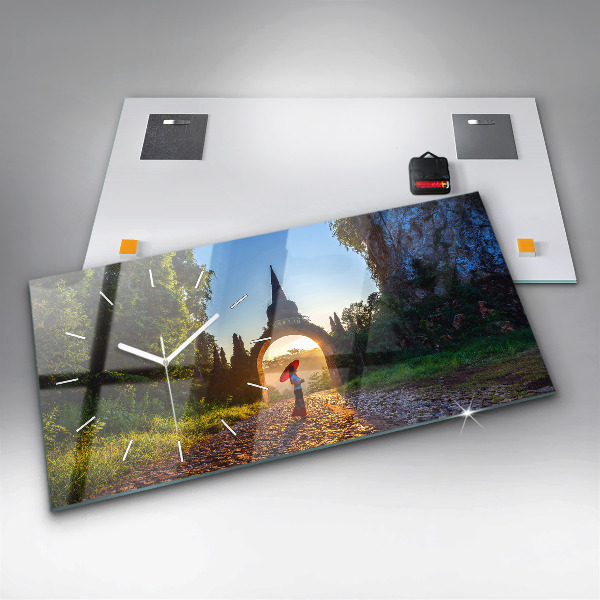 Glass wall clock rectangular Surat Thani Park Thailand