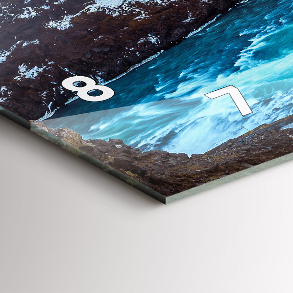 Glass wall clock rectangular Gullfoss Waterfall in Iceland