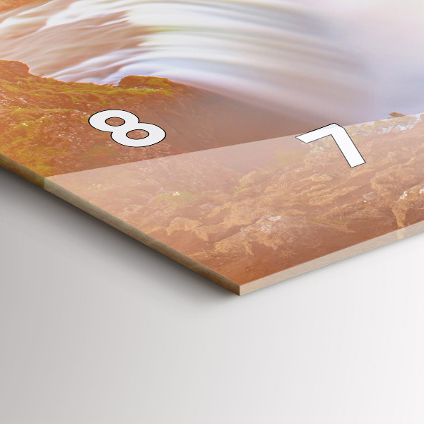 Glass wall clock rectangular Godafoss in Iceland