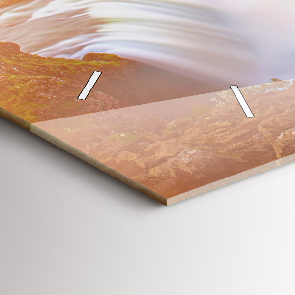 Glass wall clock rectangular Godafoss in Iceland