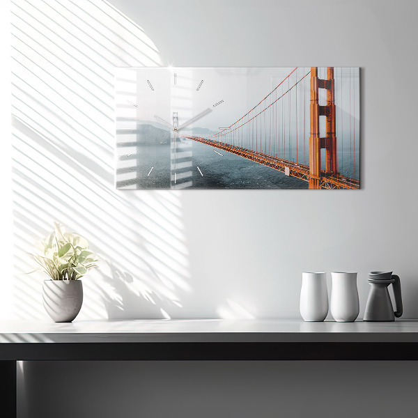 Glass wall clock rectangular Golden Gate Bridge