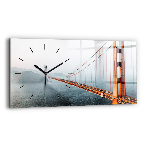 Glass wall clock rectangular Golden Gate Bridge
