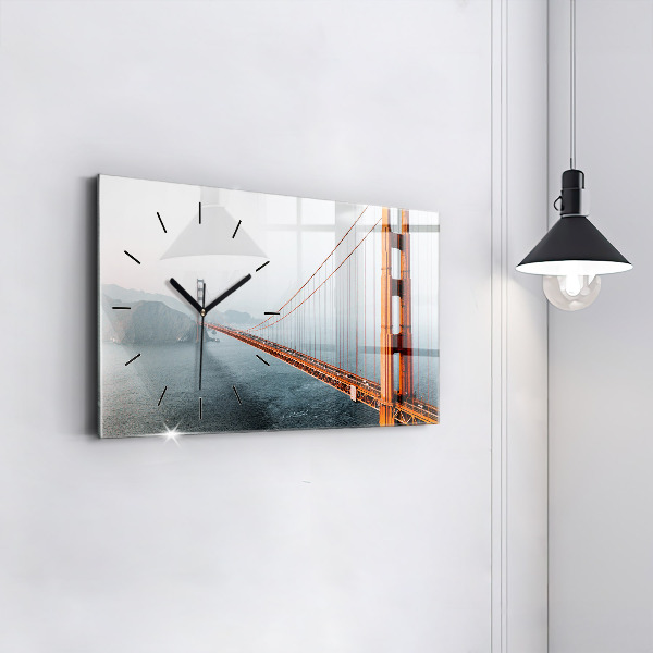 Glass wall clock rectangular Golden Gate Bridge