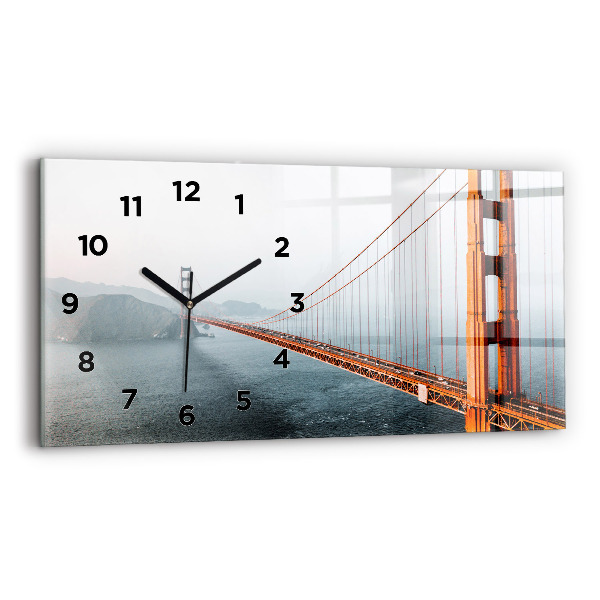 Glass wall clock rectangular Golden Gate Bridge