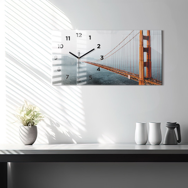Glass wall clock rectangular Golden Gate Bridge