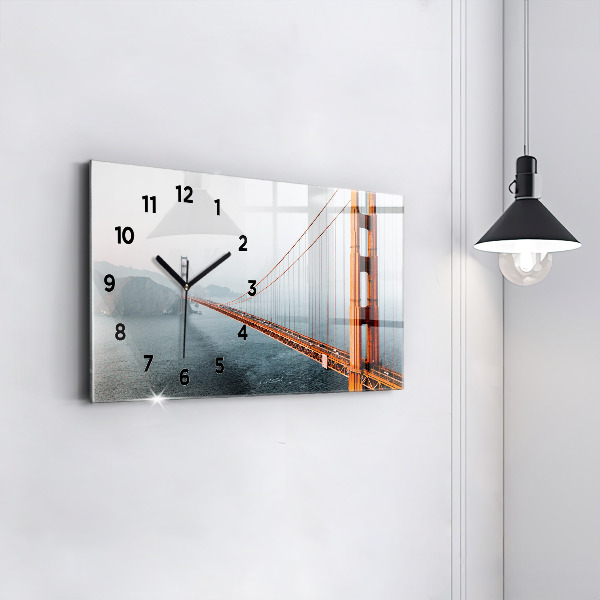 Glass wall clock rectangular Golden Gate Bridge